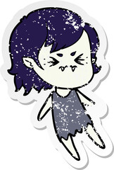 distressed sticker of a annoyed cartoon vampire girl