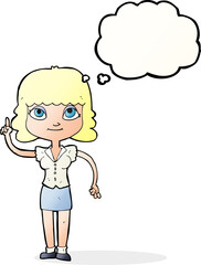 cartoon woman with idea with thought bubble