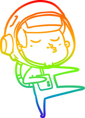 rainbow gradient line drawing cartoon confident astronaut
