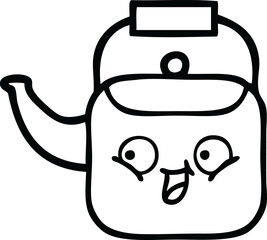 line drawing cartoon kettle