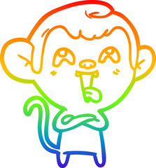 rainbow gradient line drawing crazy cartoon monkey
