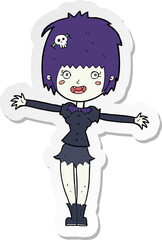 sticker of a cartoon happy vampire girl