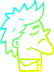 cold gradient line drawing cartoon arrogant man