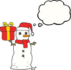 thought bubble cartoon snowman