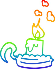 rainbow gradient line drawing cartoon candle stick holder