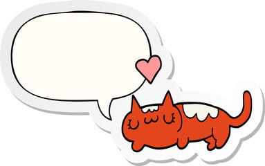 cartoon cat and speech bubble sticker