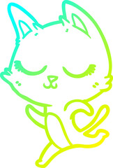 cold gradient line drawing calm cartoon cat