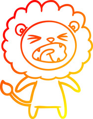 warm gradient line drawing cartoon angry lion