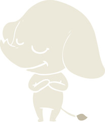 flat color style cartoon smiling elephant