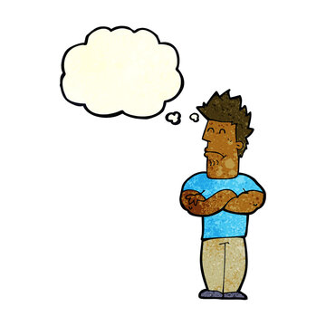 recommend clip art: cartoon sulking man with thought bubble