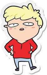 sticker of a cartoon impatient man