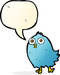 cartoon happy bird with speech bubble
