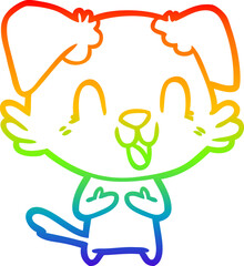 Obraz premium rainbow gradient line drawing laughing cartoon dog