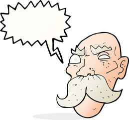 cartoon angry old man with speech bubble