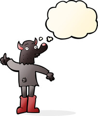 cartoon funny werewolf with thought bubble