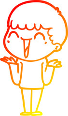 Obraz premium warm gradient line drawing cartoon happy man