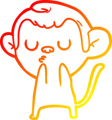 warm gradient line drawing cartoon monkey