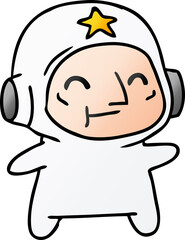 gradient cartoon of an older astronaut