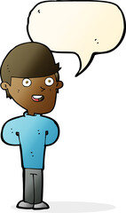 cartoon happy man with speech bubble