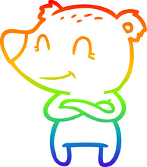 rainbow gradient line drawing friendly bear cartoon