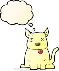 cartoon dog sticking out tongue with thought bubble
