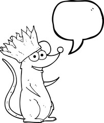 speech bubble cartoon mouse wearing crown