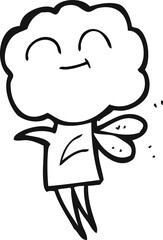 black and white cartoon cute cloud head imp