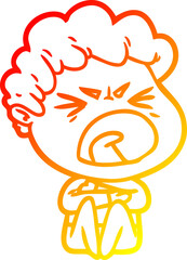 warm gradient line drawing cartoon furious man