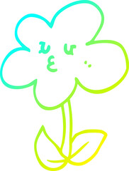 cold gradient line drawing cartoon flower