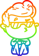 rainbow gradient line drawing cartoon cool guy