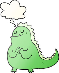cartoon dinosaur and thought bubble in smooth gradient style
