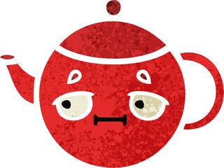retro illustration style cartoon teapot