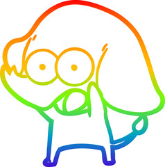 rainbow gradient line drawing cute cartoon elephant