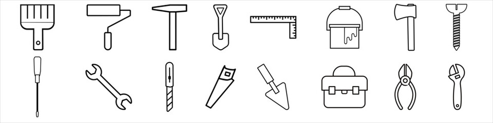 Tool icon vector set. Repair illustration sign collection. Building symbol or logo.
