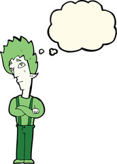 cartoon vampire with thought bubble