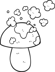 black and white cartoon mushroom