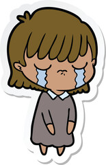 sticker of a cartoon woman crying