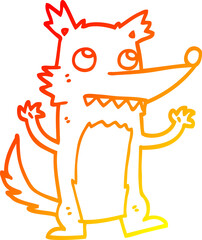 warm gradient line drawing cartoon wolf