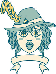 human bard character with banner illustration