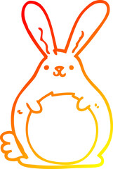 warm gradient line drawing cartoon rabbit