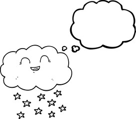 thought bubble cartoon cloud snowing
