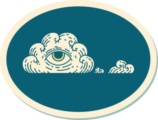 tattoo style sticker of an all seeing eye cloud