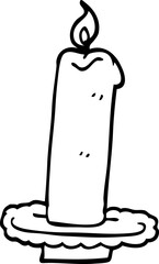 line drawing cartoon burning halloween candle