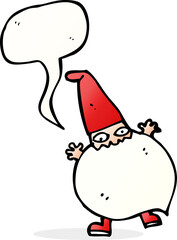 cartoon tiny santa with speech bubble
