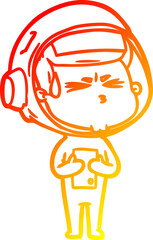 warm gradient line drawing cartoon stressed astronaut