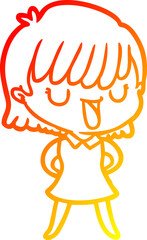warm gradient line drawing cartoon woman