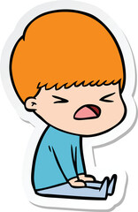 sticker of a cartoon stressed man