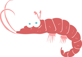 flat color illustration of a cartoon shrimp