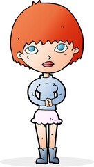 cartoon woman waiting patiently