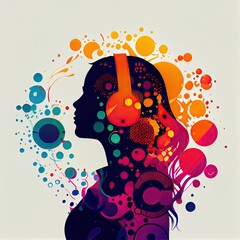 Illustration of a Girl listening music.